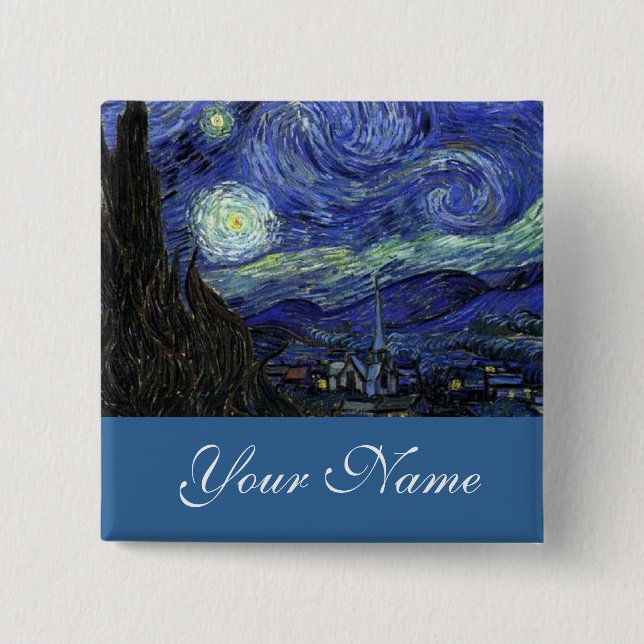 Namn pin,Vincent van Gogh, Starry Night Knapp (Framsida)