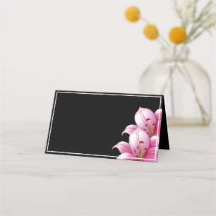 Namn Place Card-Rosa Lilies Placeringskort