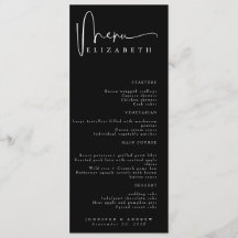 Namn-platskort | Meny | Enkel meny Bröllop