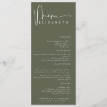 Namn-platskort | Meny | Enkel meny Bröllop