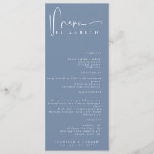 Namn-platskort | Meny | Enkel meny Bröllop