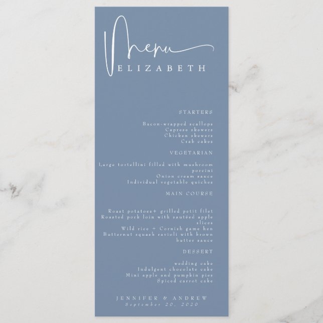 Namn-platskort | Meny | Enkel meny Bröllop (Framsida)