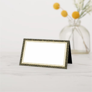 Namn-platskort - svart och Guld Glitter Placeringskort