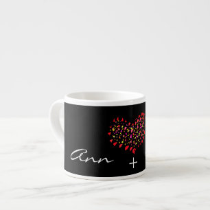 Namn Plus Rött Hjärt Datum Espresso Kaffe Mugg Kop Espressomugg