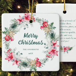 Namn Poinsettia Red Grönt Utandningstjuren Poetry Julgransprydnad Keramik