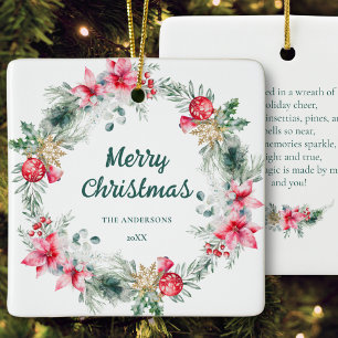 Namn Poinsettia Red Grönt Utandningstjuren Poetry Julgransprydnad Keramik
