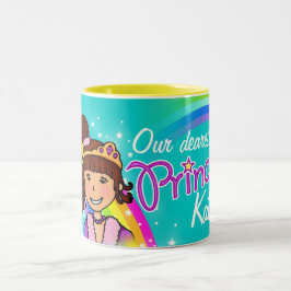 Namn prinsessa tjejer rainbow aqua mugg