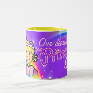 Namn prinsessflickor regnbåge lila mugg