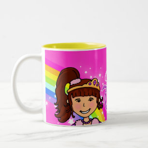 Namn prinsessflickor regnbåge rosa mugg