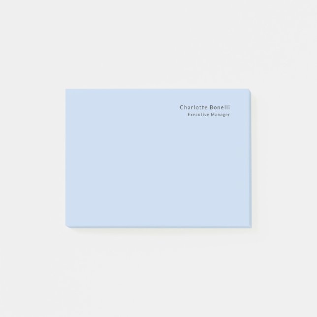 Namn Professionell Modern Minimalistisk Blå  Post-it Block (Framsida)