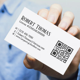 Namn QR-kod Licens # Professionell Modern Svart Visitkort