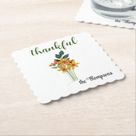 Namn Quilled Autumn Flowers - tack och lov Papper Underlägg Papper