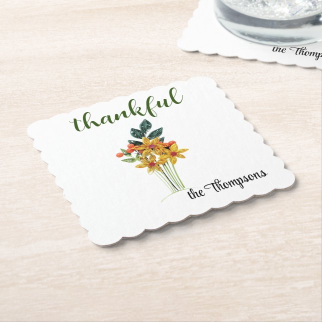 Namn Quilled Autumn Flowers - tack och lov Papper  Underlägg Papper (Vinklad)