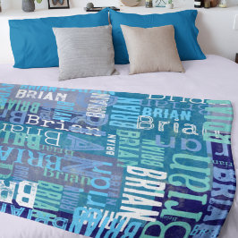 Namn replikerat i blå skuggor fleecefilt