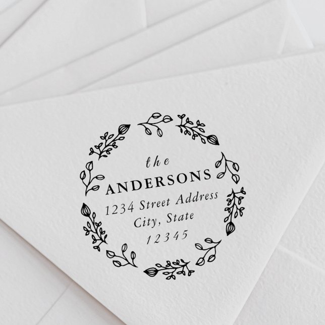 Namn Returadress för krandningsfamiljen Blommigt Självfärgande Stämpel (Skapare uppladdad)
