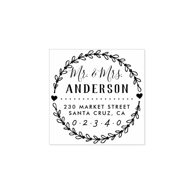 Namn & Returadress för Rustic Bröllop Stämpel (Tryck)