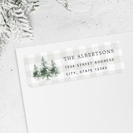 Namn Returadress i Watercolor Gräs Träd Etikett