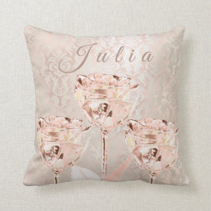 Namn Ro Flowers Rosa  Ivory Lux Damask Kudde