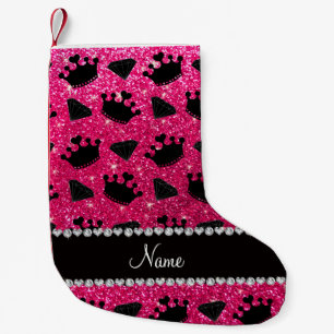 Namn ro rosa glitter princess krona diamanter liten julstrumpa