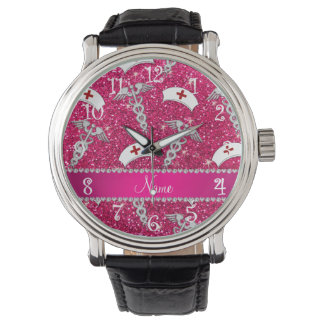Namn ro rosa glitter sjuksköterska med sjuksköters armbandsur