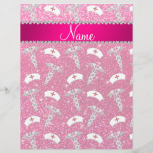 Namn ro rosa glitter sjuksköterska med sjuksköters reklamblad