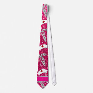 Namn ro rosa glitter sjuksköterska med sjuksköters slips