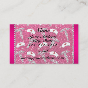 Namn ro rosa glitter sjuksköterska med sjuksköters visitkort