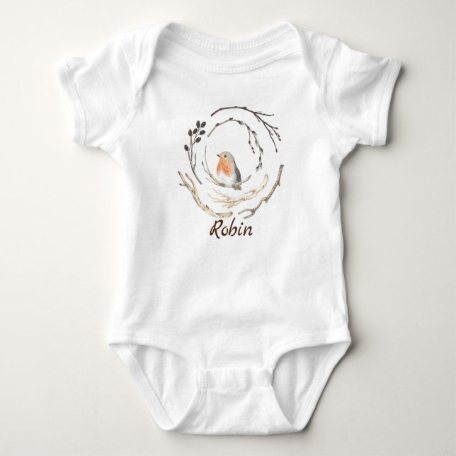 Namn Robin Sparrow Bird Birds baby Anpassningsbar  T Shirt (Framsida)