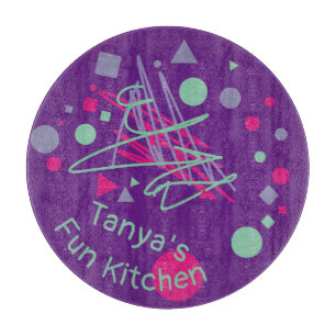 Namn Roligt Kitchen Rosa Lila Teal Shapes 