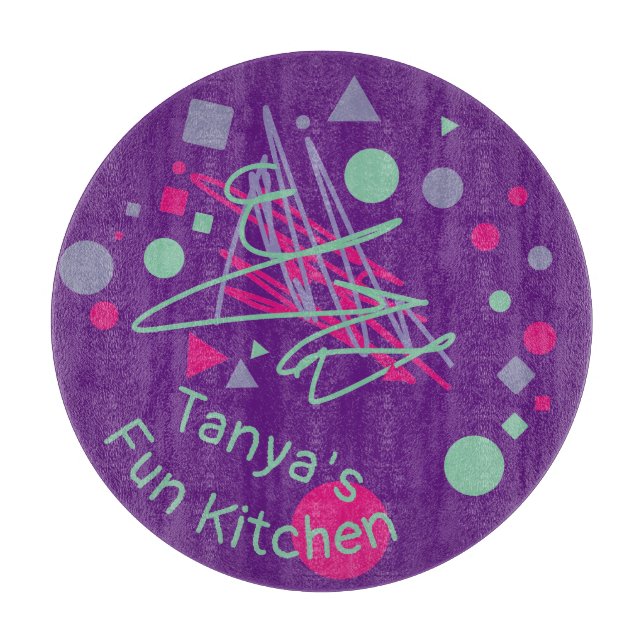 Namn Roligt Kitchen Rosa Lila Teal Shapes (Framsidan)