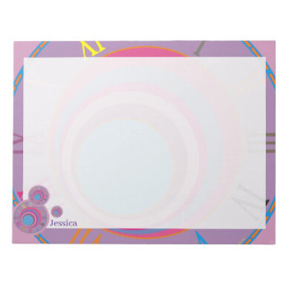 Namn Roman Numerals Clock Rosa Lila Blue Girly Anteckningsblock