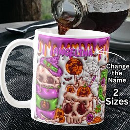 Namn Rosa 3D, effekt Halloween Skulltäcken Kaffemugg