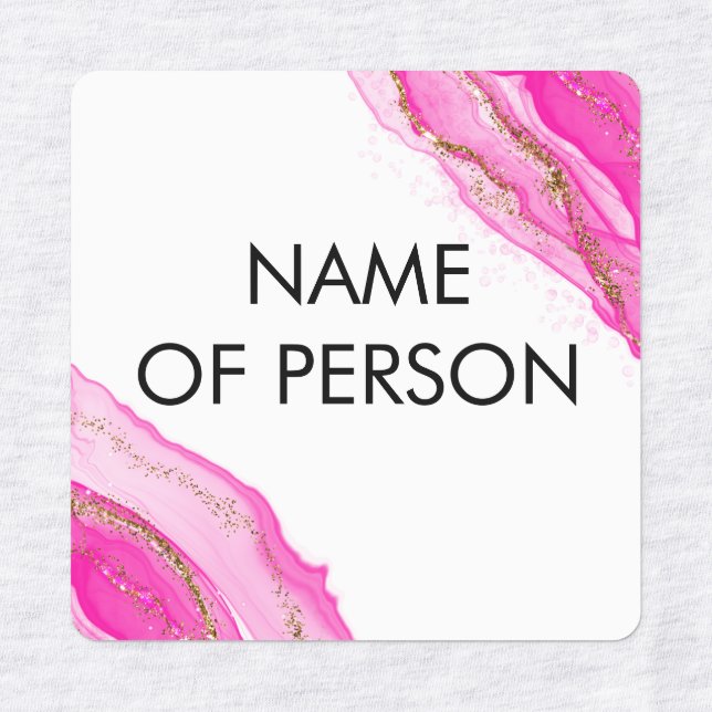 namn rosa bläck järn på etikett (Design 1)