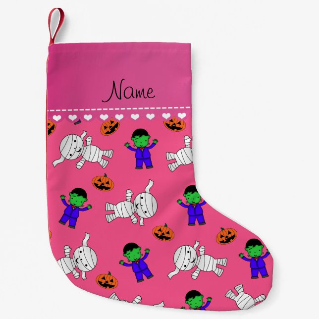 Namn rosa frankenstein mummy pumpor liten julstrumpa (Framsidan)