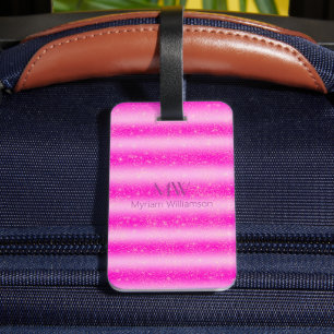 Namn Rosa Glitter Rand Bagagebricka