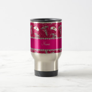 Namn rosa glitter sjuksköterska med silver caduce resemugg