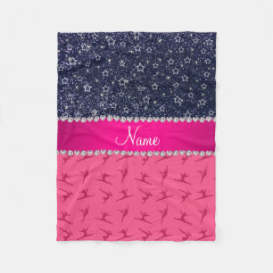 Namn rosa gymnastikstjärnor glitter fleecefilt
