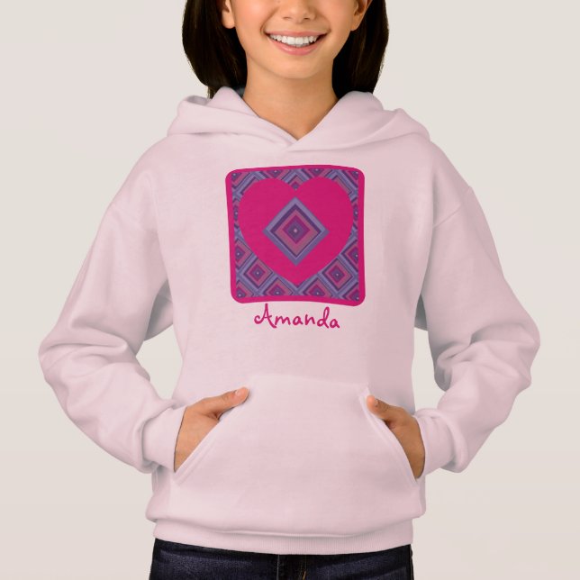 Namn Rosa Heart Lila Diamond Mönster Colorful T Shirt (Framsida)