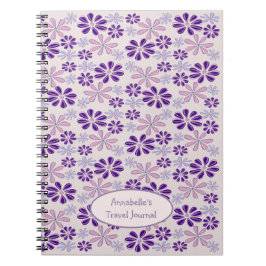Namn Rosa Indigo Flower Doodle Anteckningsbok