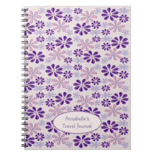 Namn Rosa Indigo Flower Doodle Anteckningsbok