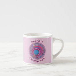 Namn Rosa Lila Blue Circles Roman Numerals Clock Espressomugg