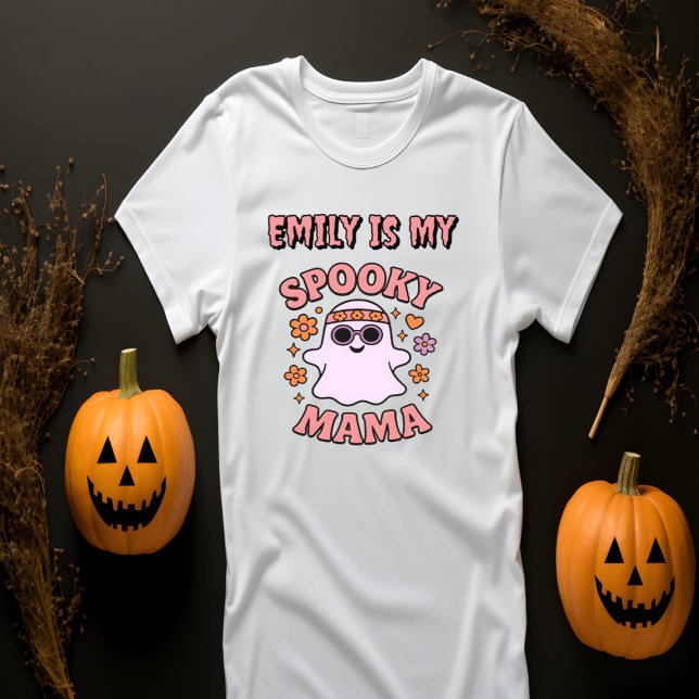 Namn Rosa Retro Ghost Spooky Mamma Halloween T Shirt (Skapare uppladdad)