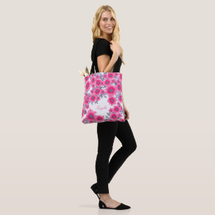 Namn rosa & vita vallmo, blommigt blommor tygkasse