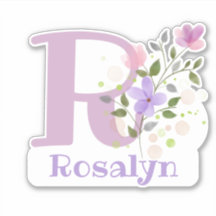 Namn Rosalyn plus Initial med blomsterdesign