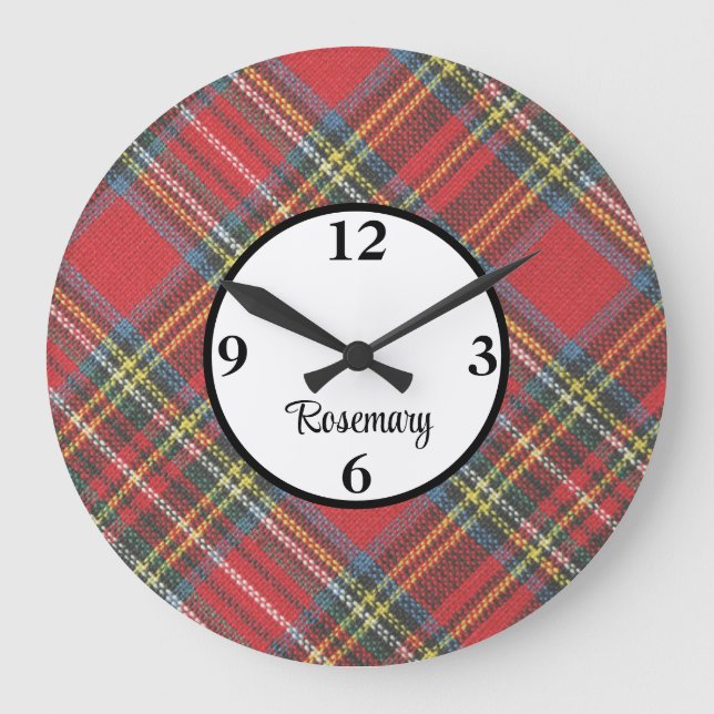 Namn, Royal Stewart Tartan Akryl Stor Klocka (Framsida)