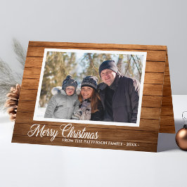 Namn Rustic Wood Foltyttad julfoto-familjen Helgkort