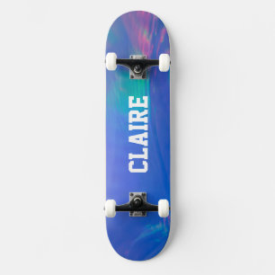 Namn Samlarobjekt Holografisk Cool Blå Mini Skateboard Bräda 18,5 Cm