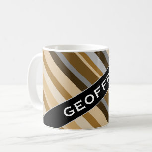 Namn + Sandy Beach Färg Inspired Stripe Mönster Kaffemugg