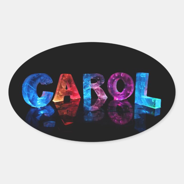 Namn Sång i 3D Ljus Ovalt Klistermärke (Framsida)