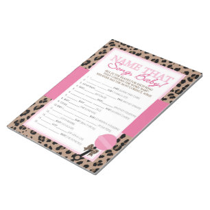 Namn Sång Leopard och Rosa babykläder Anteckningsblock